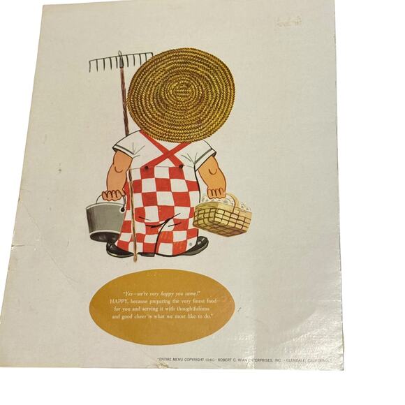 Rare 1960 Becker’s Big Boy Diner Menu – Robert C. Wian Enterprises MCM Americana - Picture 11 of 14